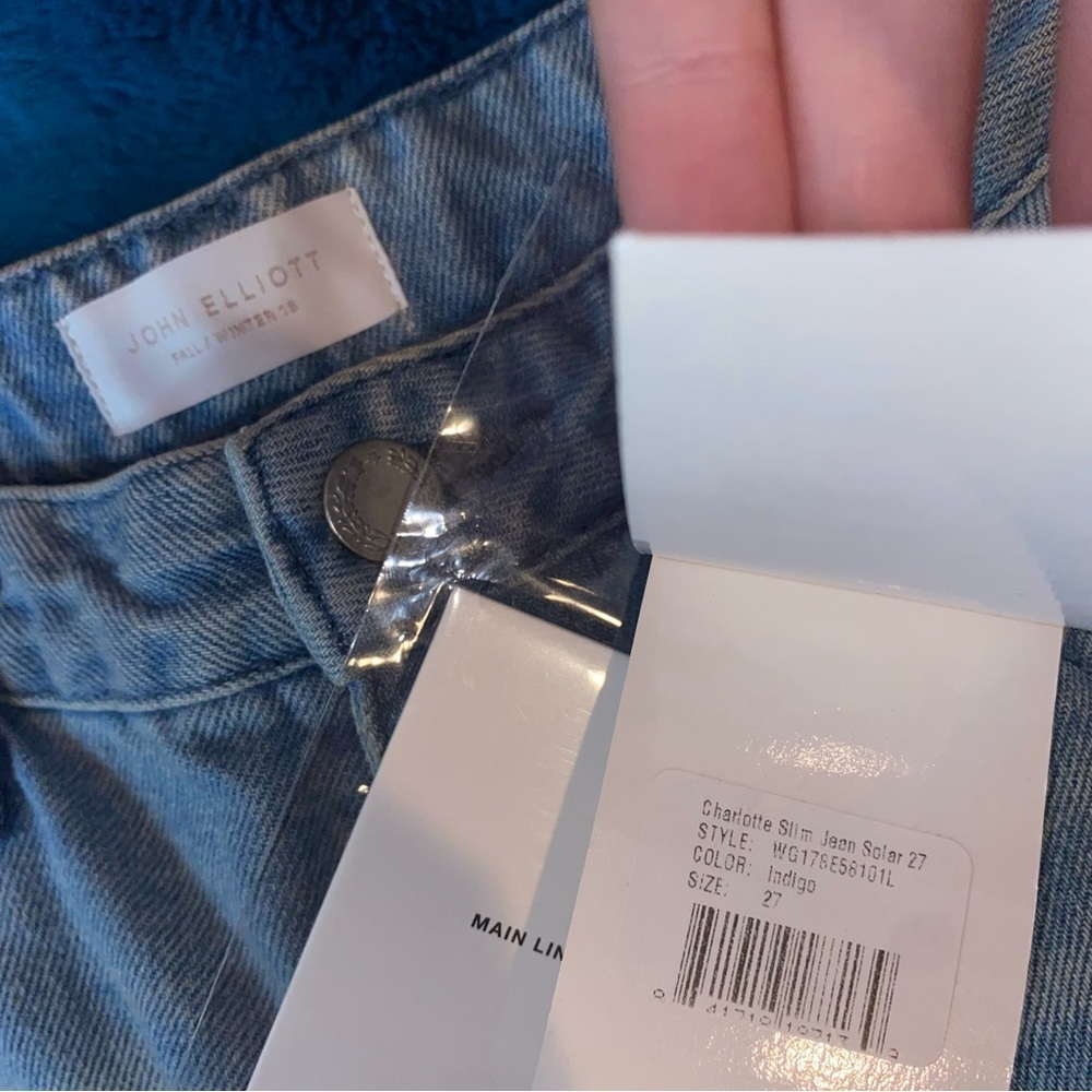 New John Elliot Charlotte Solar Indigo Slim Distressed High Rise Jeans 27 — image 8 of 8